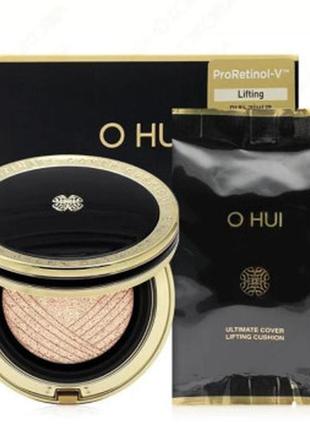 Люксовый кушон с лифтинг-эффектом ohui ultimate cover lifting cushion, #02 honey beige , 15 гр + 15