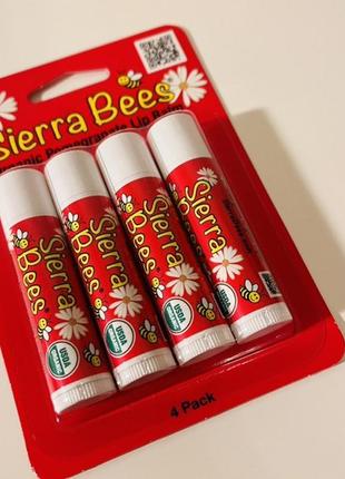 Sierra bees, набір органічних бальзамів для губ, 4 штуки