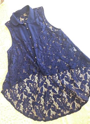 ❤️жилетка синя мереживо