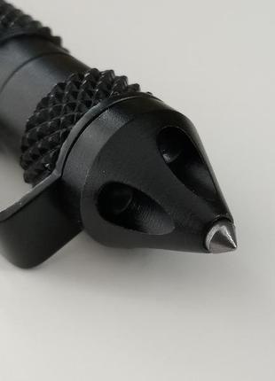 Ручка кулькова з авіаційного алюмінію зі склобоєм + 5 запасних стрижнів чорна.3 фото
