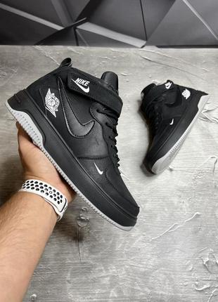 Зимние мужские ботинки nike black grey (мех) 41-42-43-44