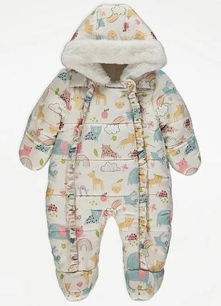 Дитячий зимовий комбінезон на дівчинку george англія розмір 62-68, 74-80