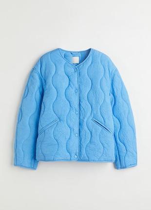 Голубая демисезонная стеганая куртка h&m, m, l, xl, xxl как - zara, arket, cos, marc opolo, tommy