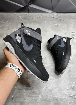 Зимние мужские ботинки nike black grey (мех) 40-41-42-43