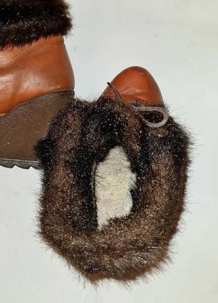 Ботинки кожаные зимние коричневые с мехом, размер 373 фото
