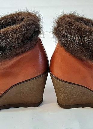 Ботинки кожаные зимние коричневые с мехом, размер 375 фото