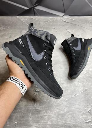 Зимние мужские ботинки nike black grey (мех) 40-41-42-43-44-45