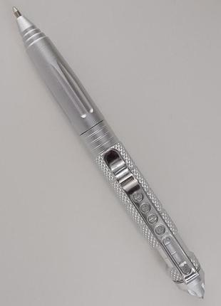 Ручка кулькова з авіаційного алюмінію зі склобоєм + 5 запасних стрижнів срібна.7 фото