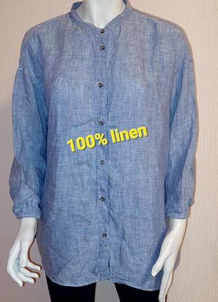 Шикарная льняная рубашка голубого цвета uniqlo, 💯 оригинал, молниеносная отправка 🚀⚡