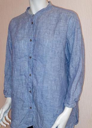 Шикарна лляна сорочка блакитного кольору uniqlo, 💯 оригінал, блискавичне надсилання 🚀⚡2 фото