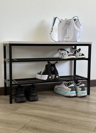 Полка для обуви rt 3-60 чёрная / аляска (металлическая, разборная, loft-стиль)6 фото