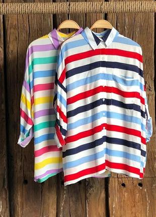 Воздушная вискозная рубашка радуга