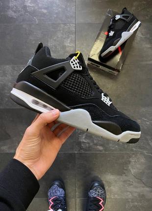 Зимние кроссовки nike air jordan retro 4 black fur