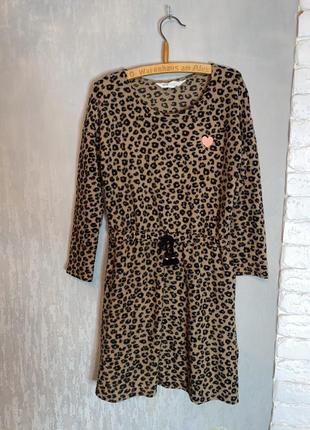 Теплое платье платье в леопардовый принт на девочку 6-8р h&amp;m3 фото