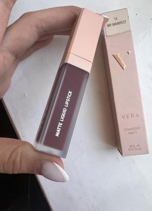 Рідка помада для губ vera beauty matte liquid 15 my manifest 5 мл2 фото