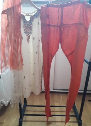 Индийский костюм шальвар-камиз туника штаны шарф плюс подарок туфли и украшения