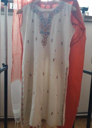 Индийский костюм шальвар-камиз туника штаны шарф плюс подарок туфли и украшения