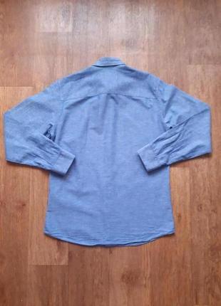 Рубашка льняная синяя selected home размер m лен коттон6 фото