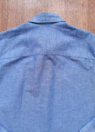 Рубашка льняная синяя selected home размер m лен коттон8 фото