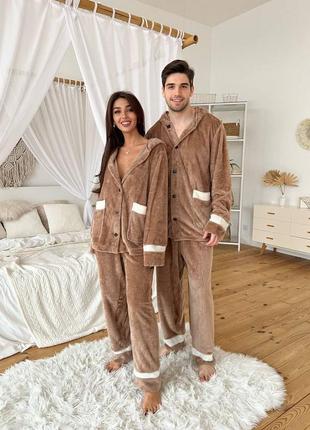 Тёплая женская пижама & мужская пижама❄парные костюмы пижамы❄family look