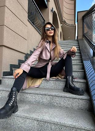 Кожаный тренч с лацканами - это хит сезона🔝