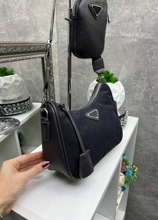 Натуральна замша, сіра жіноча сумочка клатч +гаманець в комплекті, P1205 guess4 фото