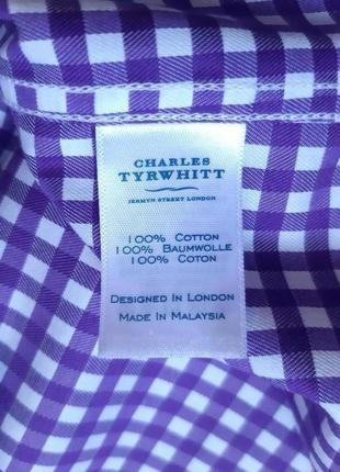 Рубашка белая с фиолетовой клетчаткой charles tyrwhitt английская classic fit non iron 18" xxl xxxl8 фото