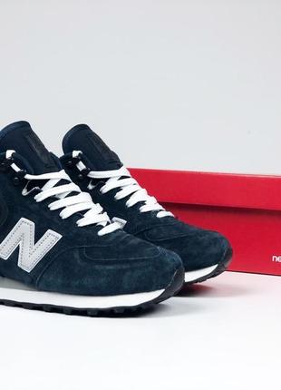 Зимние женские кроссовки new balance 574 blue white winter fur мех4 фото