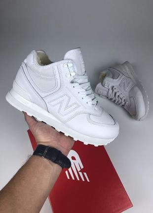 Зимние женские кроссовки new balance 574 white winter fur мех