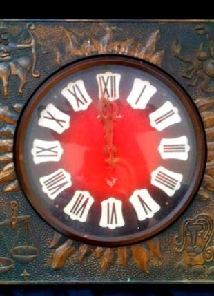 Старовинний настінний годинник "янтар" зодіак вінтаж ссср1 фото