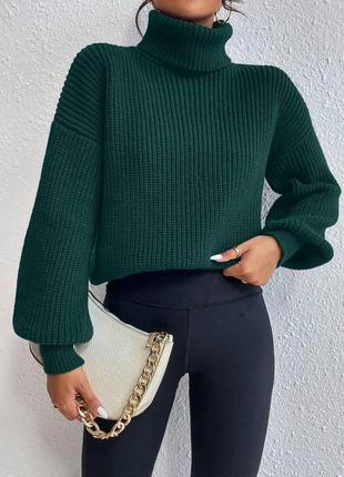 Трендовый базовый теплый женский мягкий свитер с высоким воротником под горло оверсайз кофта 42-469 фото