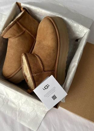 Угги замшевые на овчине ❄️ugg women's classic ultra mini platform bootie2 фото