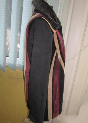 Модна куртка / полу пальто плащ подовжений піджак /denim & co / ткань + 100% замша (1847_)4 фото