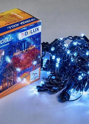 Гірлянда зовнішня delux icicle 108 led бахрома 2x1m 27 flash білий/чорний ip44 en