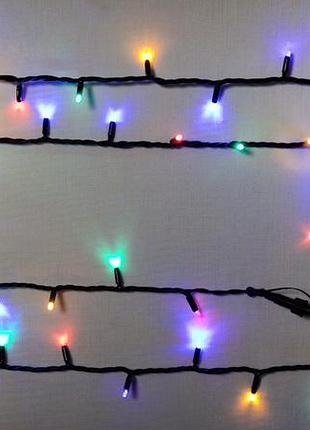 Гирлянда внешняя delux string 100 led 10m (2x5m) мульти/черный ip44 en