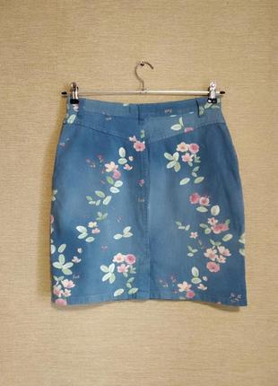 Прямая юбка джинсовая юбка в цветы fort&amp;madox3 фото
