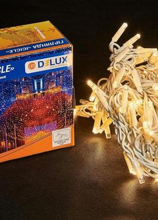 Гірлянда зовнішня delux icicle 108 led бахрома 2x1m 27 flash теплий білий/білий ip44 en