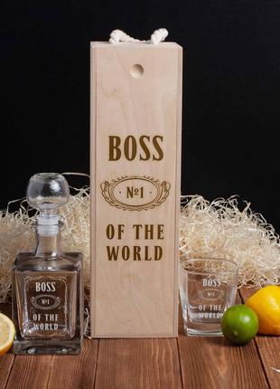 Набір для віскі "boss no1 of the world" 2 предмети в подарунковій коробці "kg"