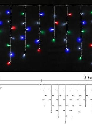Гирлянда светодиодная delux icicle с 75led 2х0,7m мулт/прозр ip20