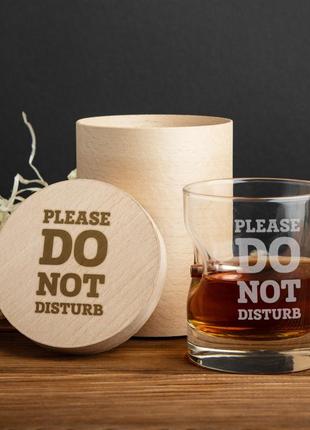 Стакан с пулей "please do not disturb" для виски, тубус зі шпону "gr"