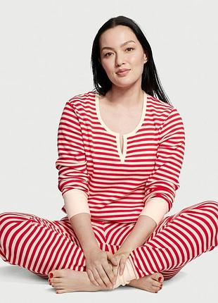 Женская пижама костюм для дома лонгслив брюки victoria's secret thermal long pj set материал хлопок xxl