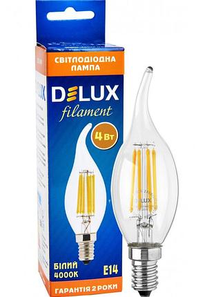 Лампа светодиодная delux bl37b 4вт tail 4000k 220в e14 filament