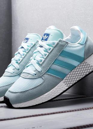 Кроссовки женские мужские adidas marathon tech mint, мятные голубые (адидас марафон)