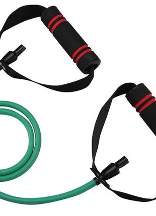 Трубчастий еспандер для фітнесу з ручками u-powex latex resistance tube 20lb green (9 кг.)1 фото