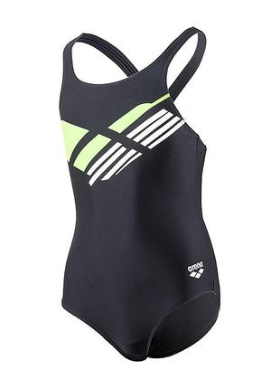 Дитячий купальник arena girl's swimsuit v back logo чорний 128 (7d005330-560 128)