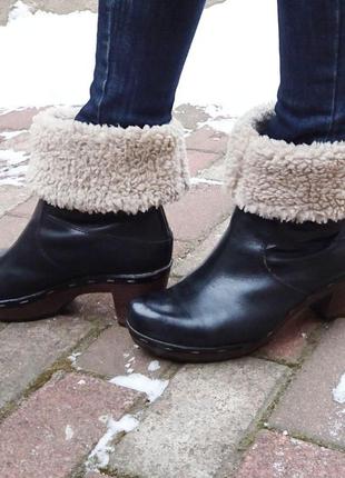 Чёрные сапоги clarks, утеплённые ботинки, кожаные сапоги, чорні чоботи clarks