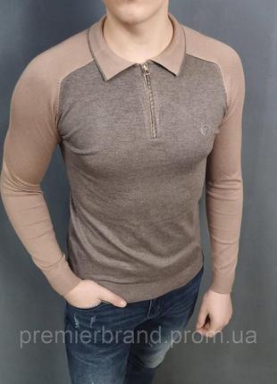 Светр-поло реглан сірий коричневий l-xl (50-52)
