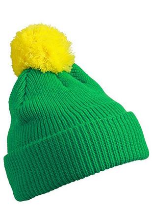 Шапка з помпоном колір яскраво-зелений/жовтий mb7967