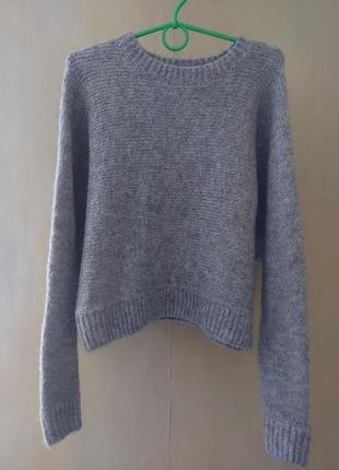 Джемпер вязаный свитер h&amp;m светло-серый меланжевый6 фото