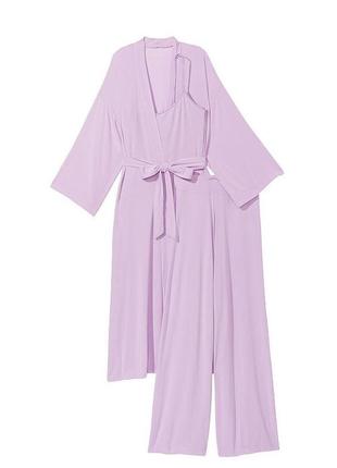 Модальный пижамный комплект из трех частей silky lilac size m/l